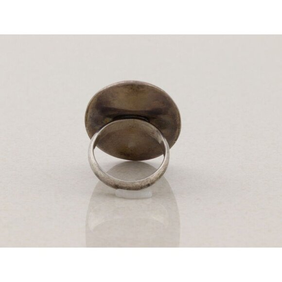 Sterling Silver Large Yellow Mother of Pearl Ring Size 7 - Picture 4 of 5